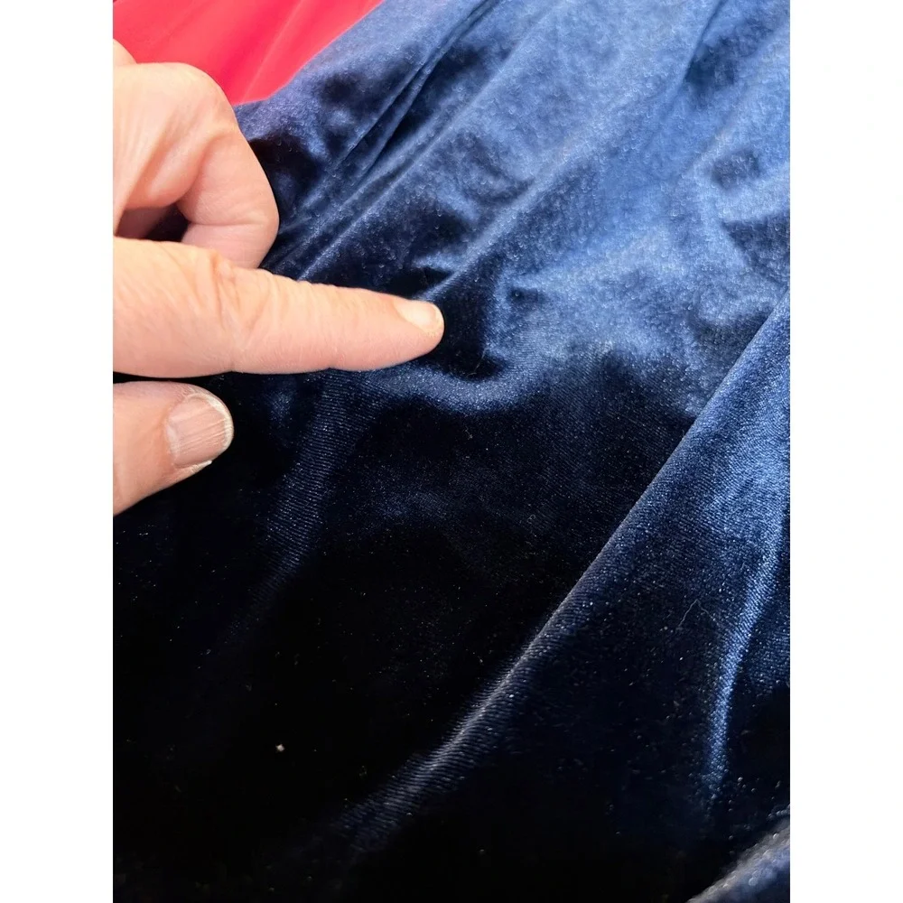 Eliza J Navy Velvet Wide Leg Formal‎ Jumpsuit Tassel Belt Size 12